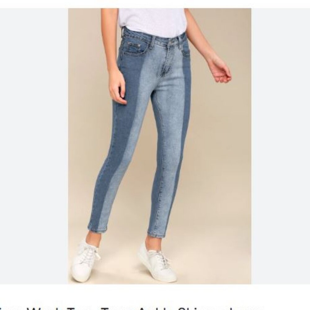 Insider 2 Two Tone Skinny Jeans, Size 29W